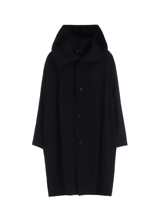 WOOL GABARDINE DOLMAN SLEEVE HOODIE COAT
