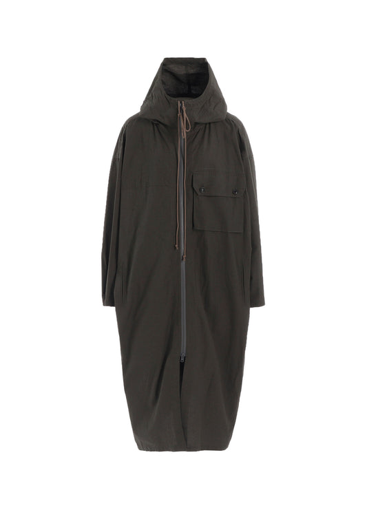 COTTON/LINEN BROADCLOTH HOODIE COAT D