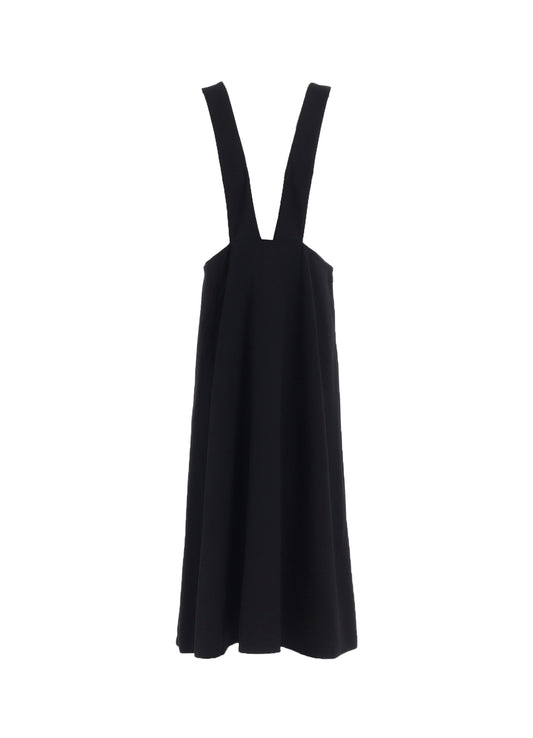 WOOL GABARDINE LONG FLARE DRAPE DRESS