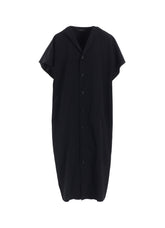 WOOL GABARDINE FLARE SLEEVE FRONT OPEN DRESS