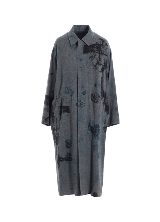 WOOL GAUZE SMUDGED POLKA DOT WAIST STRING DRESS