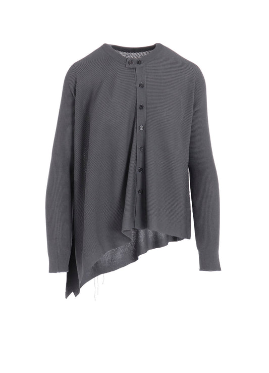 RIBBED ASYMMETERIC CARDIGAN