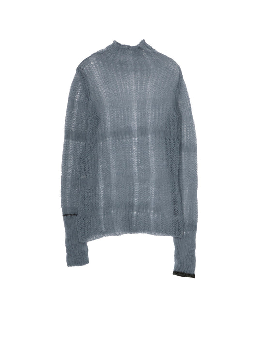 SHEER PLAID ASYMMETRIC LONG KNIT