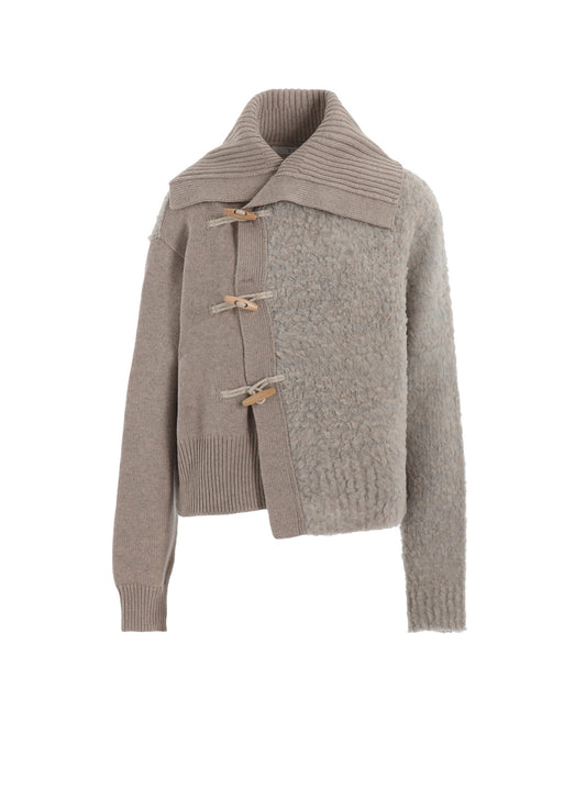 TOGGLE BUTTON ASYMMETRIC CARDIGAN