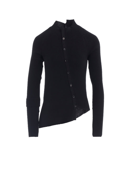 COTTON RIB TWISTED FRONT OPEN CARDIGAN