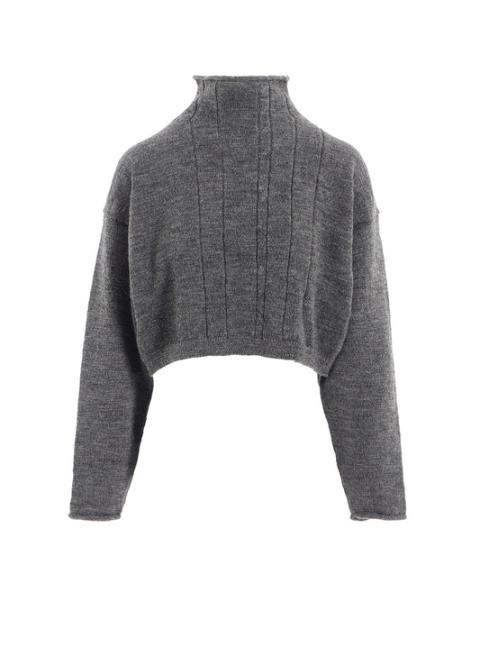 SLUB WOOL DESIGN KNIT SHORT PULLOVER