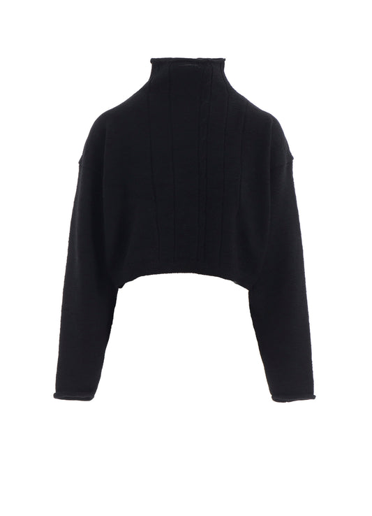 SLUB WOOL DESIGN KNIT SHORT PULLOVER