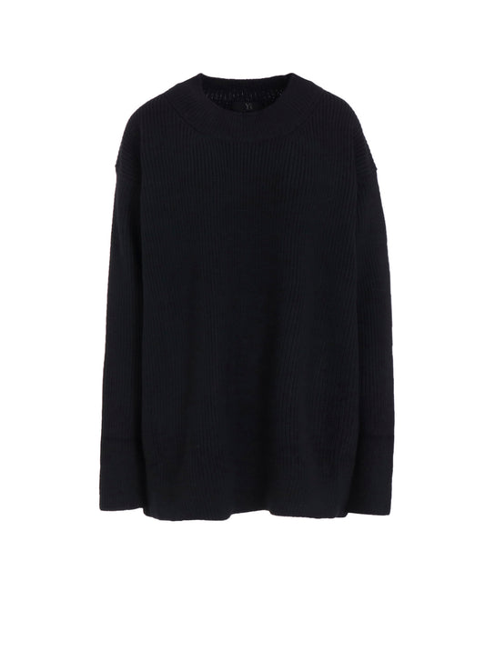 BIG ROUND-NECK KNIT CARDIGAN