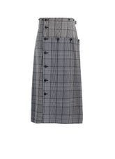 GRID PLAID BUTTON SKIRT
