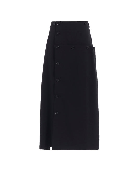 WOOL GABARDINE BUTTON SKIRT