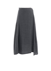 WOOL GAUZE TWILL ASYMMETRIC FLARE SKIRT