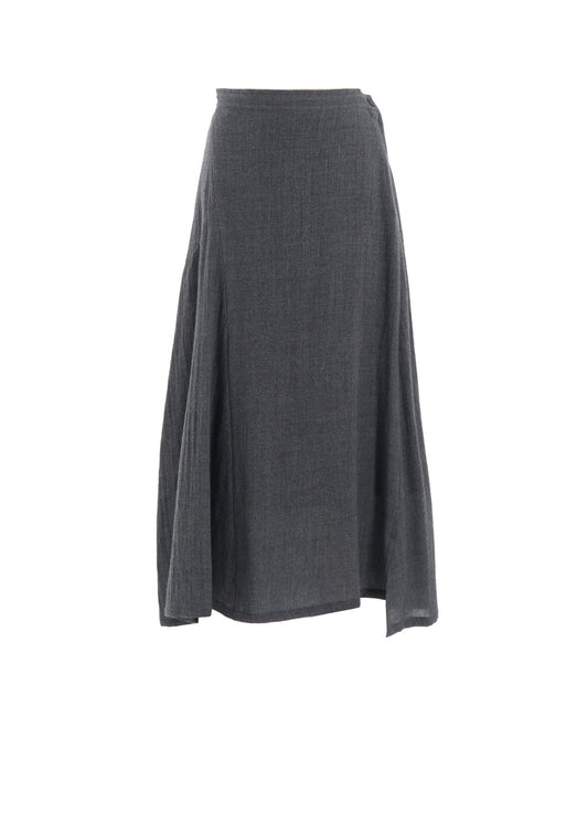 WOOL GAUZE TWILL ASYMMETRIC FLARE SKIRT