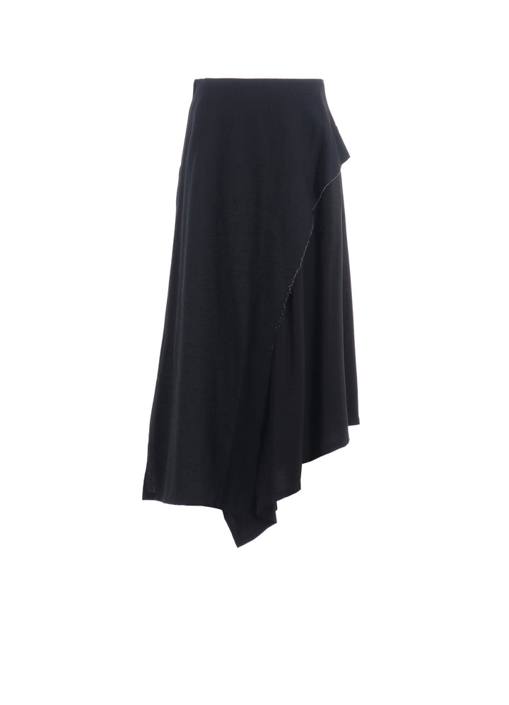 CREPE de CHINE/6oz DENIM LEFT FLARE SKIRT