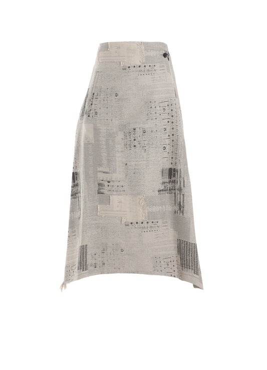 PATCHWORK JACQUARD WRAP-LIKE FLARE SKIRT