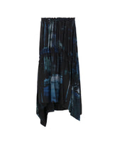 CUPRO BLURRY FLOWER PRINT SHIRRING SKIRT