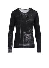 BLURRY FLOWER PRINTTED ROUND NECK LONG SLEEVE T