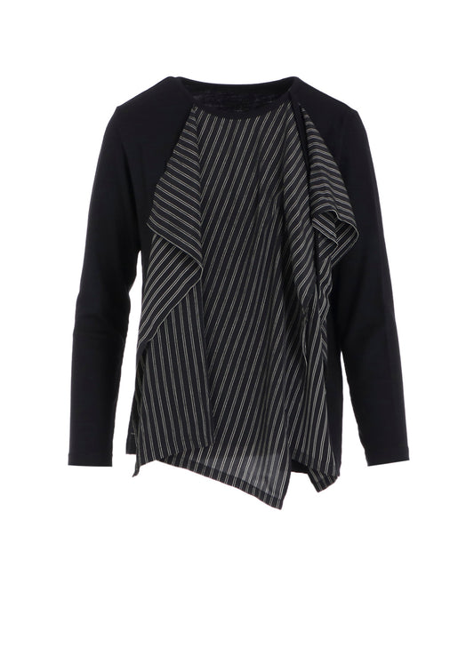 COTTON/CREPE DE CHINE FLARE ROUND NECK T