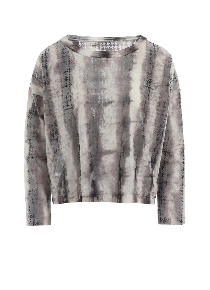 HOUNDTOOTH DOTS TULLE CROPPED ROUND NECK T