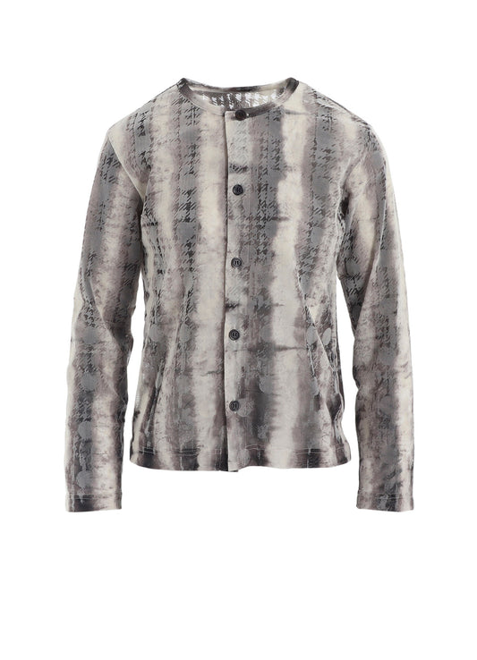 HOUNDTOOTH DOTS TULLE ROUND NECK LONG SLEEVE CARDIGAN