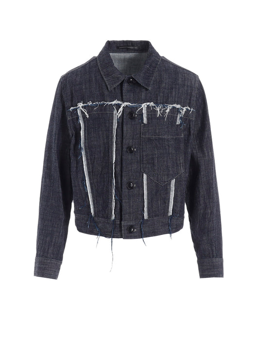 8OZ UNTRIMMED PANEL DENIM JACKET