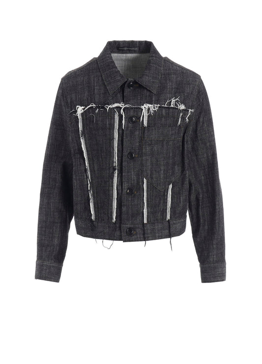 8OZ UNTRIMMED PANEL DENIM JACKET
