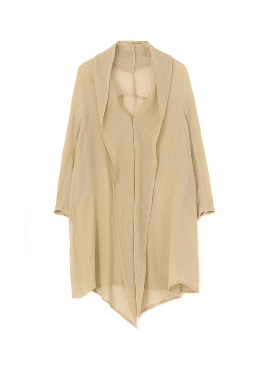 LENO CLOTH SHAWL COLLAR LONG CARDIGAN