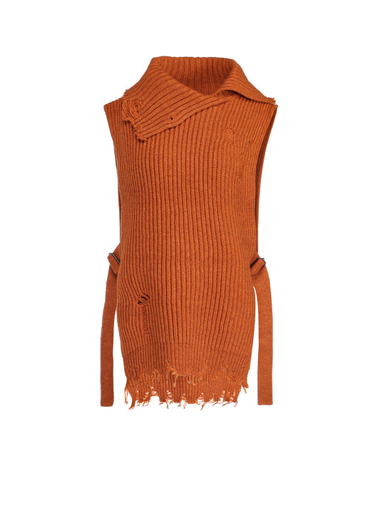 LAMB WOOL DAMAGED KNIT VEST