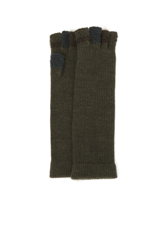 W SLUB×MOHAIR PATCHED FINGERLESS LONG GLOVES