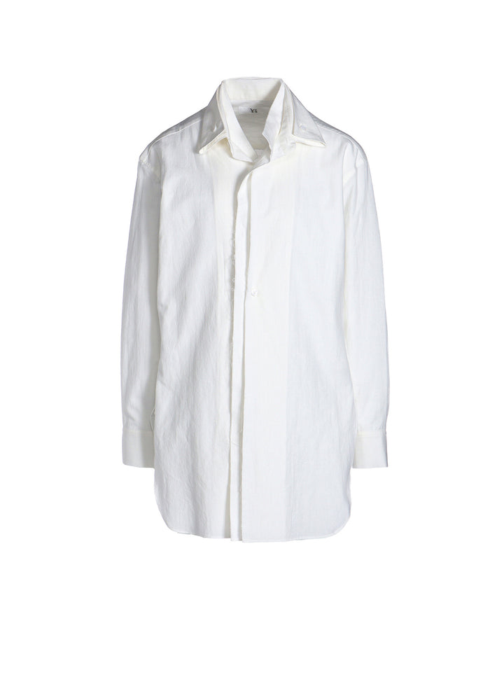 COTTON LINEN UNTWIST LAWN DOUBLE COLLAR SHIRT