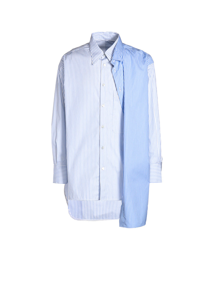 STRIPE DOUBLE LAYERED WING COLLAR SHIRT