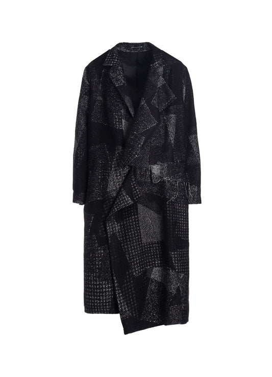 WOOL COTTON RANDOM HOUNDSTOOTH JQ LEFT FRONT CUT COAT