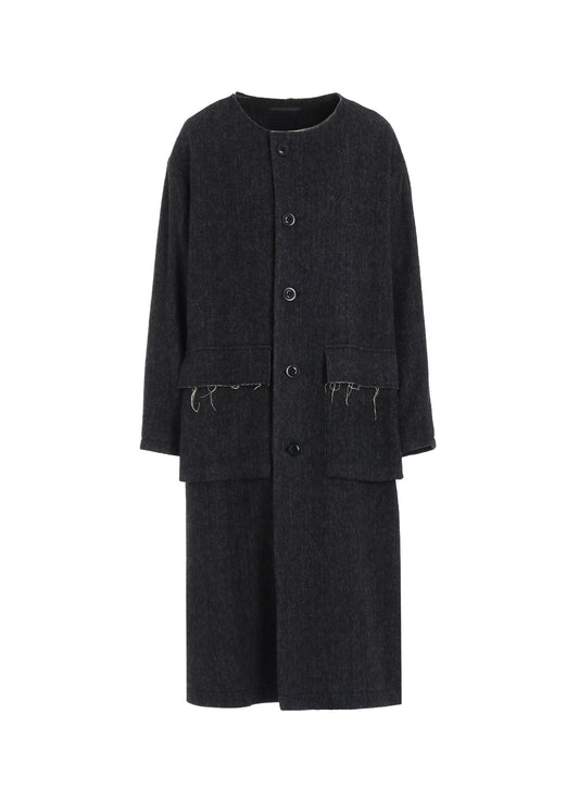 【11/1 12:00(JST) Release】W/LI HERRINGBONE COLLARLESS COAT