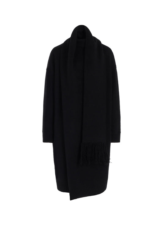 JERSEY FRINGE LONG BIG PULLOVER WITH SCARF