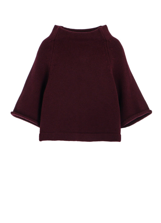 LAMB WOOL JERSEY ROLLED SLEEVE PULLOVER