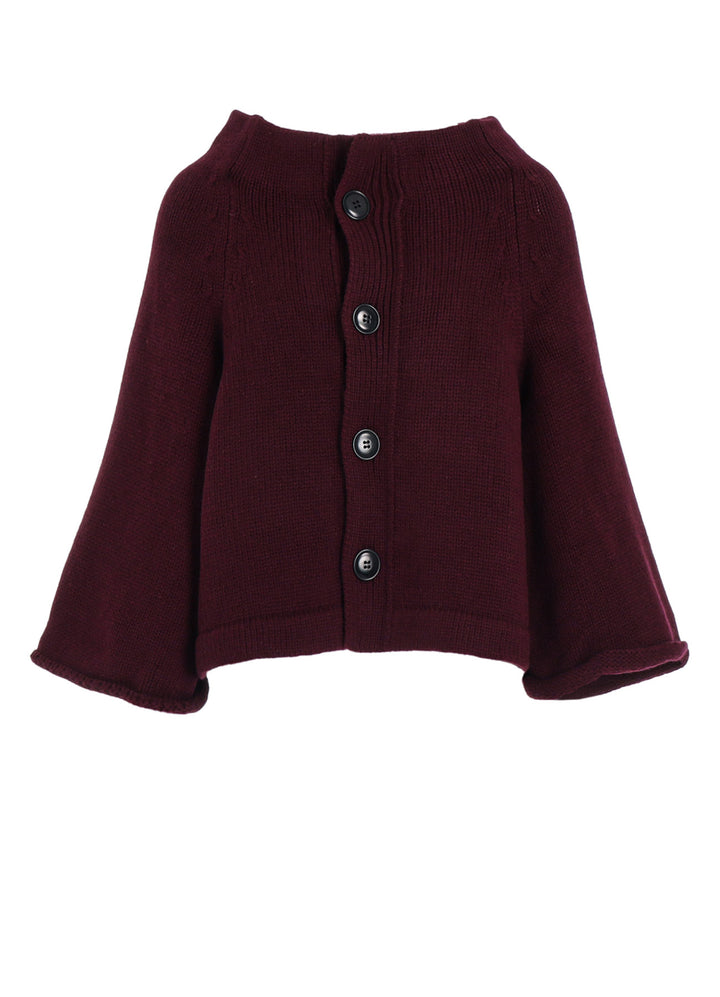 LAMB WOOL JERSEY ROLLED SLEEVE CARDIGAN