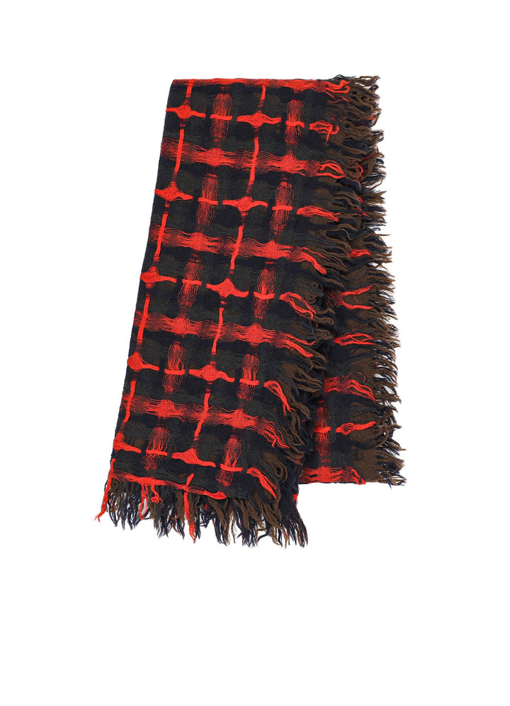 HOLED PLAID WOOL SCARF