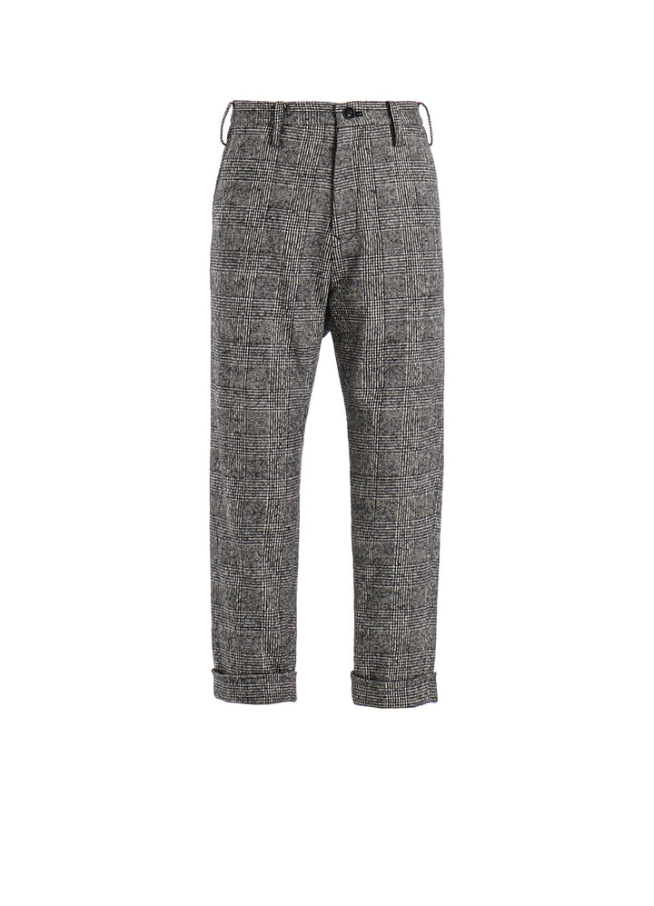 COTTON WOOL GLEN CHECK MACKIN SLIM PANTS