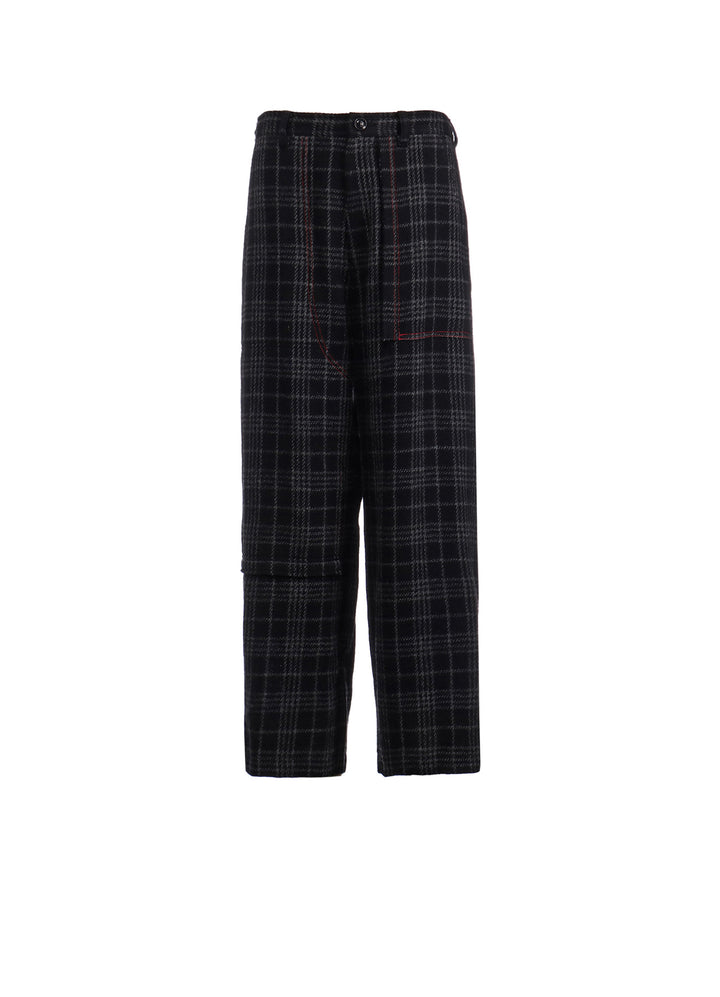 W/ CHECK RED STITCH LONG STRAIGHT PANTS