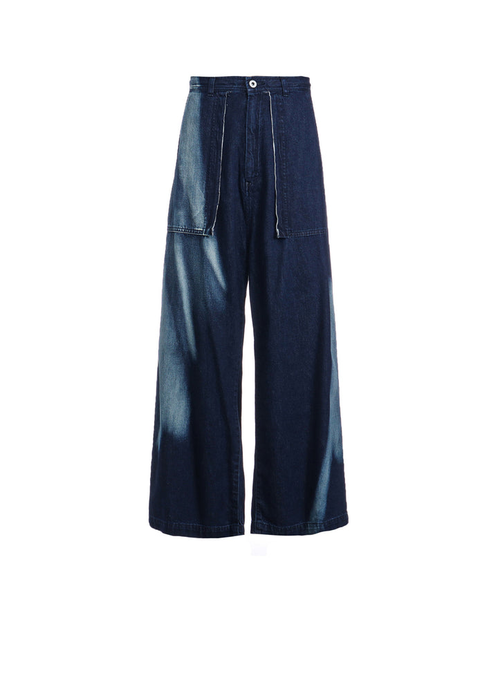 C/ SPOTTED DENIM LONG STRAIGHT PANTS