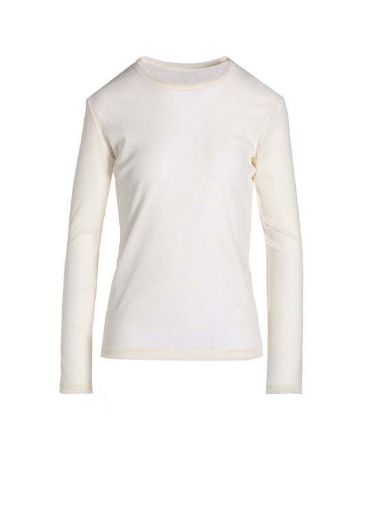 NYLON TULLE FLOCKING LONG SLEEVE T