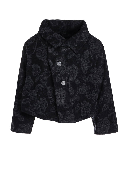 FLOWER PILE JACQUARD IRREGULAR 3 BUTTON JACKET