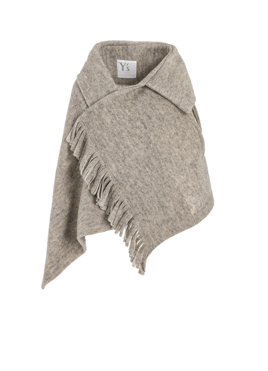 W/Pe SLIVER FLEECE FRINGE WRAP T