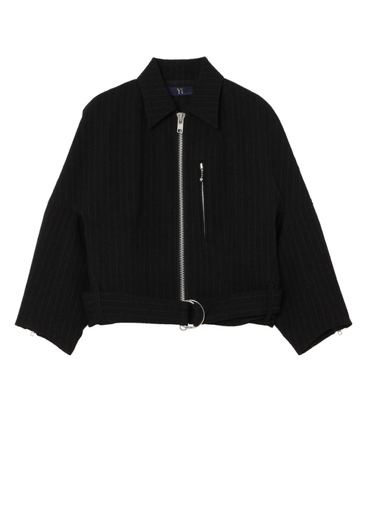 WOOL BLEND NEP STRIPE PANEL BLOUSON