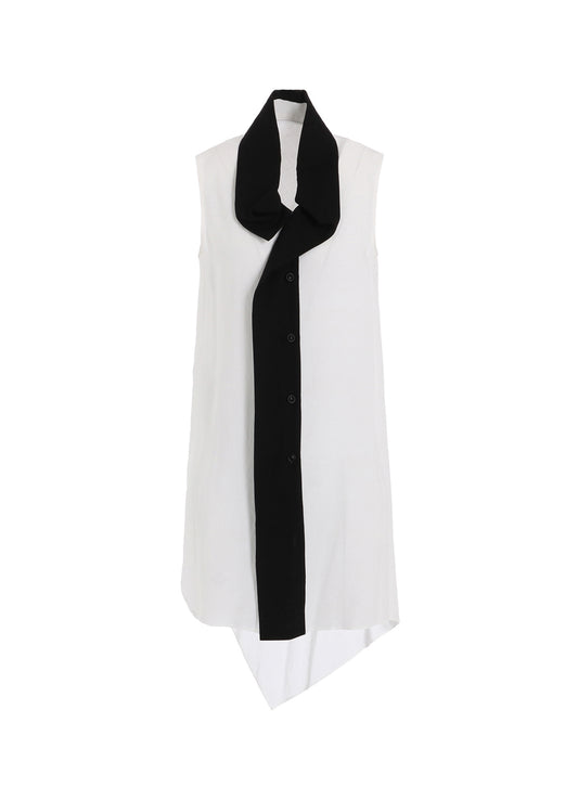 RAYON/LINEN SHEETING TIE STYLE SLEEVELESS BLOUSE