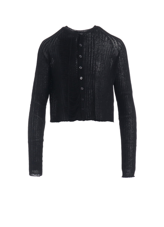 WIDE RIB WG LACE UP LONG SLEEVE CARDIGAN