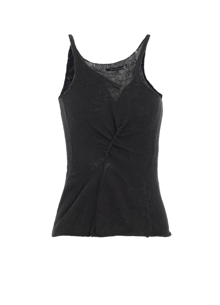 UNEVEN YARN JERSEY GATHER TANKTOP