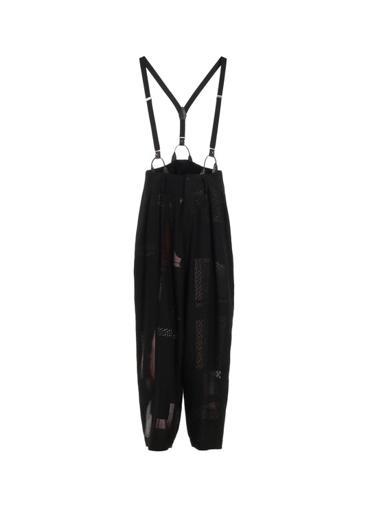 CU/DUNGAREE TWILL DARK NEON PRINT SUSPENDER PANTS