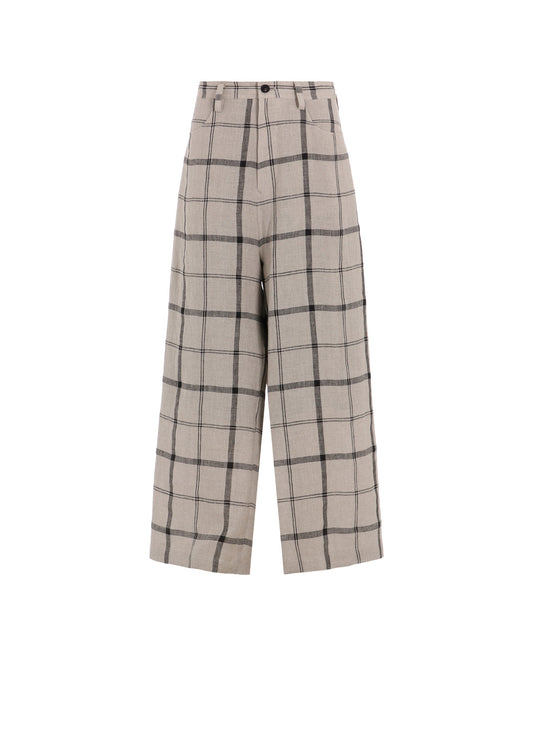 【1/23 12:00(JST) Release】LINEN/NYLON PLAID LONG STRAIGHT PANTS