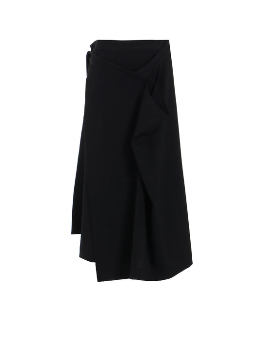 WOOL GABARDINE DRAPE WRAP SKIRT