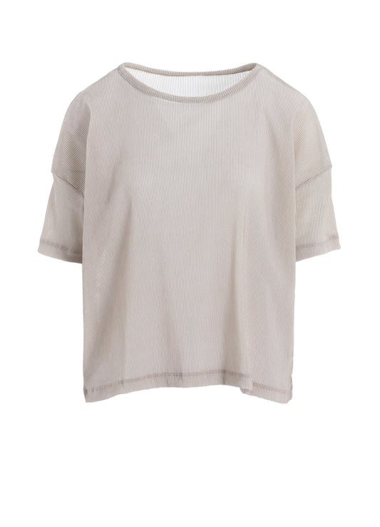 NY TULLE FLOCKED LOOSE ROUND NECK T